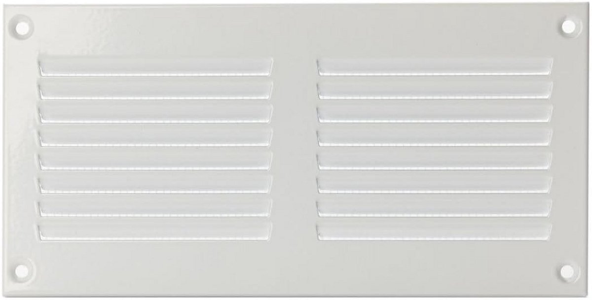 Metalen Ventilatie Rooster Wit 200x100 mm met Insectenhor | Toevoer & Afvoer
