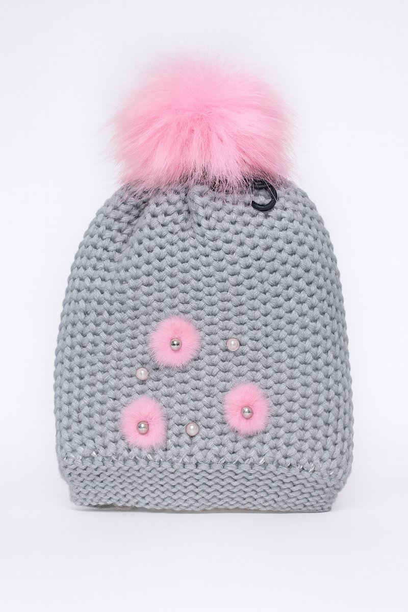 Il Bambini - warme hippe wintermuts voor meisjes - kindermuts - grijs met pompom
