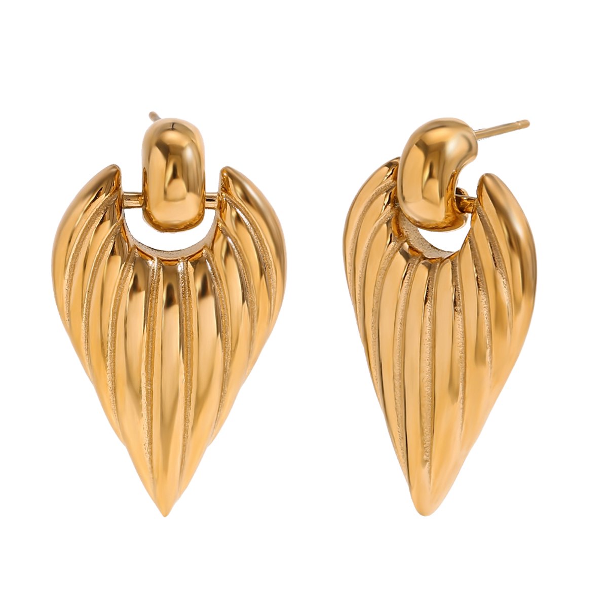 Veldy goudkleurige oorbellen - RVS oorbellen - Stainless steel oorbellen goud/gold - Mooie oorbellen - Goudkleurig