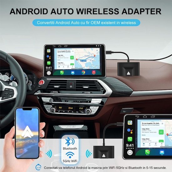 Wireless Android Auto Dongle - Plug & Play Laag Latency - Draadloze Conversie voor Android Auto - Zwarte Adapter - Snelle Installatie & Breed Compatibel van Carpuride — afbeelding 4