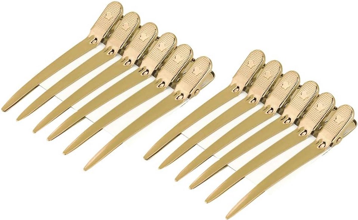 12x Antislip Kappershaarclips Goud - Professionele Vlinderklemmen voor Knippen en Verven