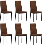 Budget Eetkamerstoelen Bruin 6 STUKS Stof / Eetkamer stoelen / Extra stoelen voor huiskamer / Dineerstoelen / Tafelstoelen / Barstoelen / Huiskamer stoelen