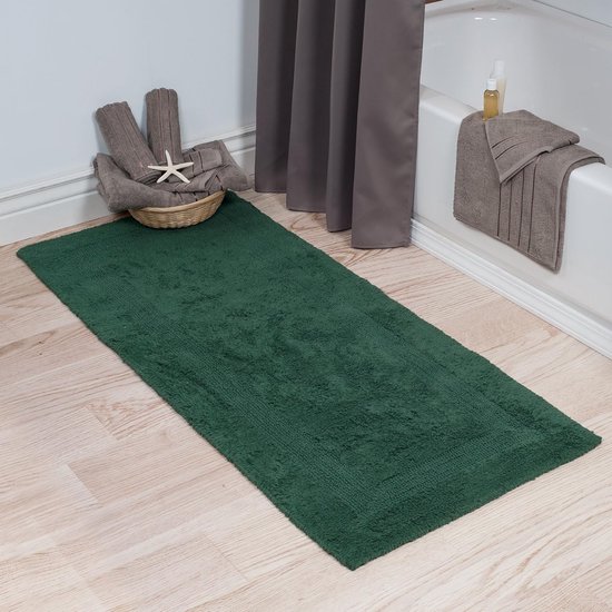 MSV Badkamerkleed/badmat Tapijtje Voor Op De Vloer - Groen - 40 X 60 Cm Microvezel Anti Slip