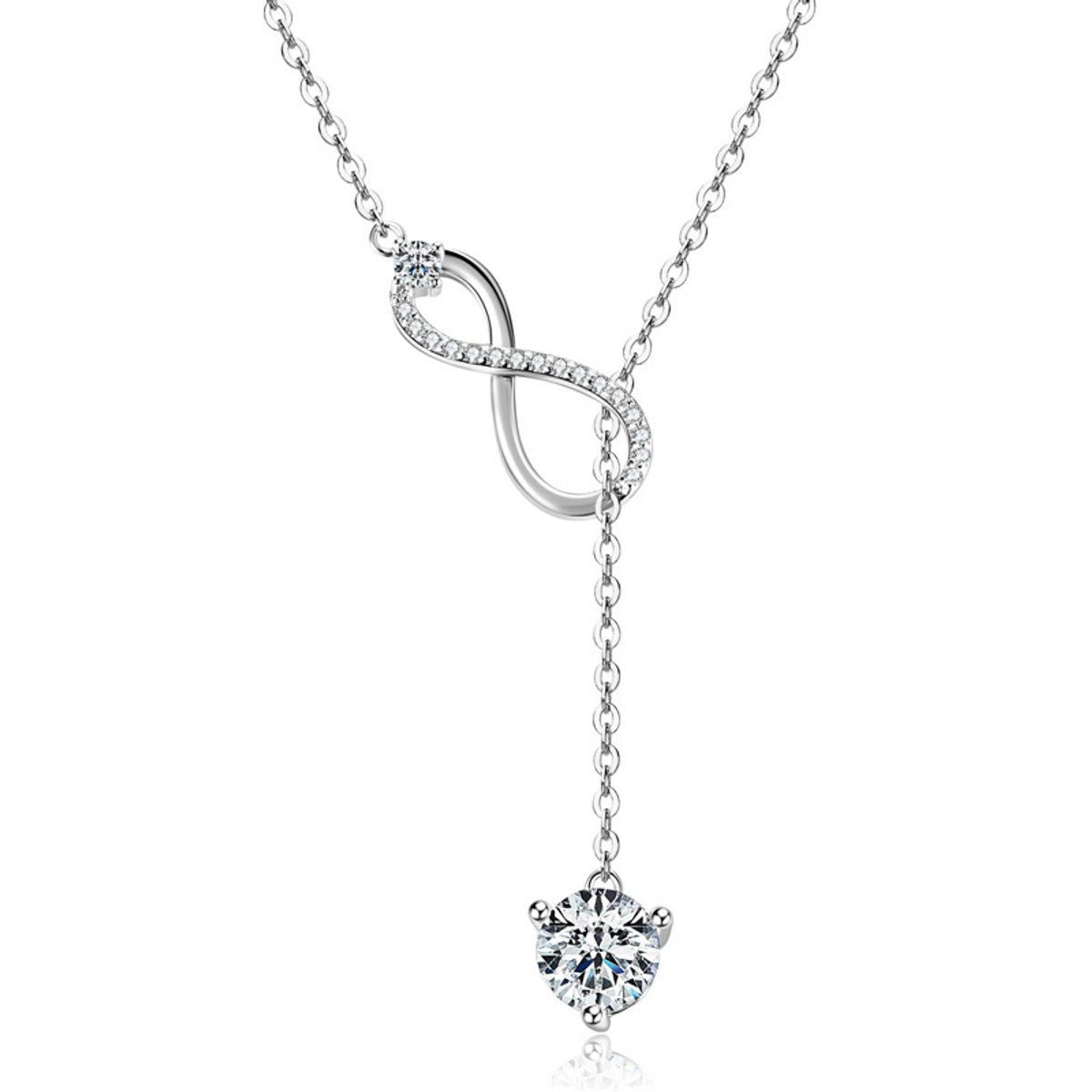 Titanix Ketting Dames – 1 Karaat Moissanite met GRA-Certificaat (Diamant Alternatief) - 925 Sterling Zilver, Y-Lariat Ketting, Rhodium verguld