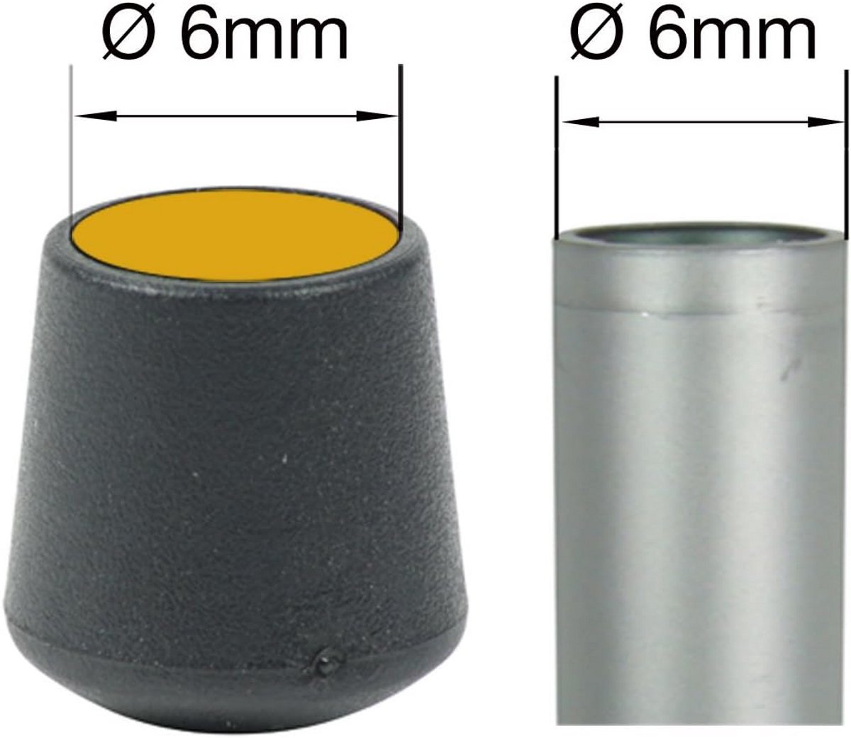 16x Koepelvormige Meubeldoppen Zwart 28 mm - Beschermdoppen voor Poten Tafel Stoel