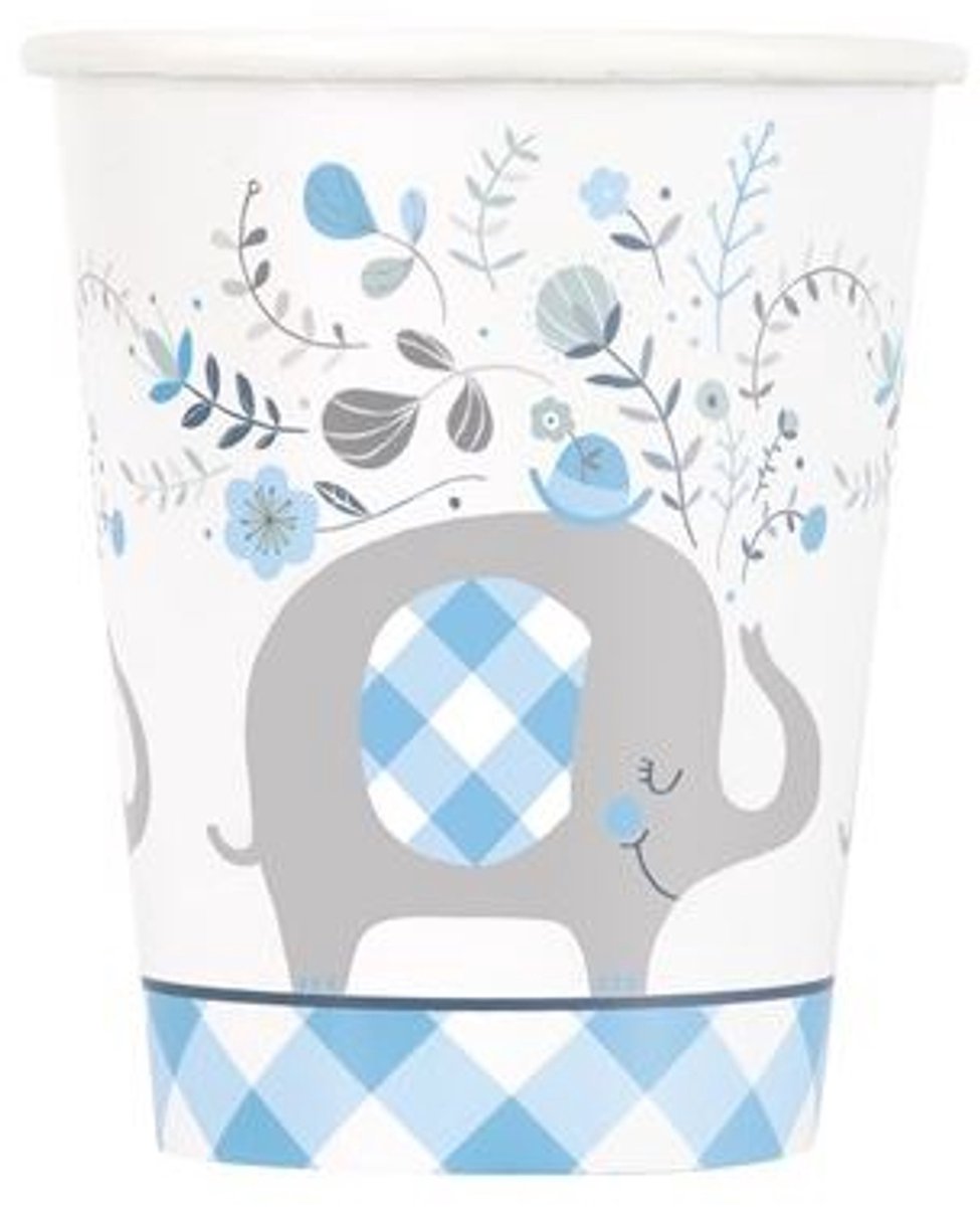 Bekers Floral Elephant Blauw 25cl 8st