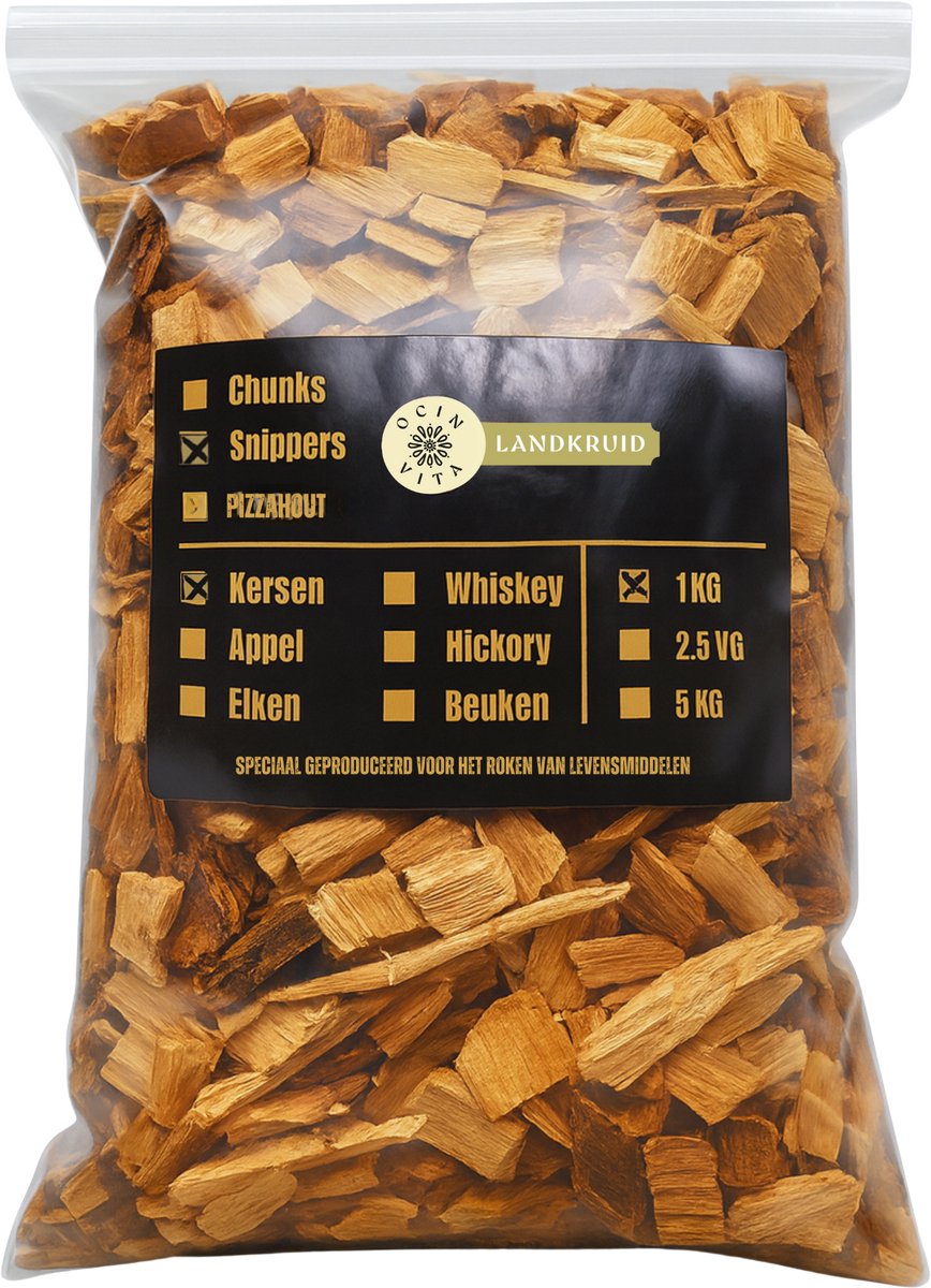 BBQ Rookhout Houtsnippers Kersen 2,5 kg - Zoet & Fruitig Rookhout voor BBQ & Smoker - Ocin Vita