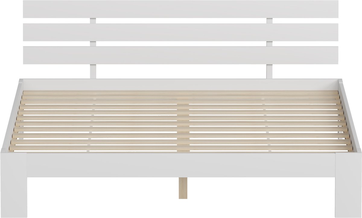 Houten bed met hoofdbord 160x200cm wit FINN