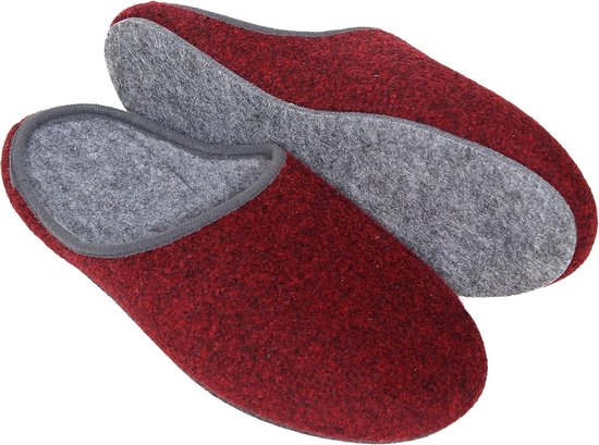 Grült Vilten pantoffels van wol, pantoffels voor dames en heren, behaaglijk en comfortabel, premium kwaliteit, antislip leren zool, geel, 42 EU