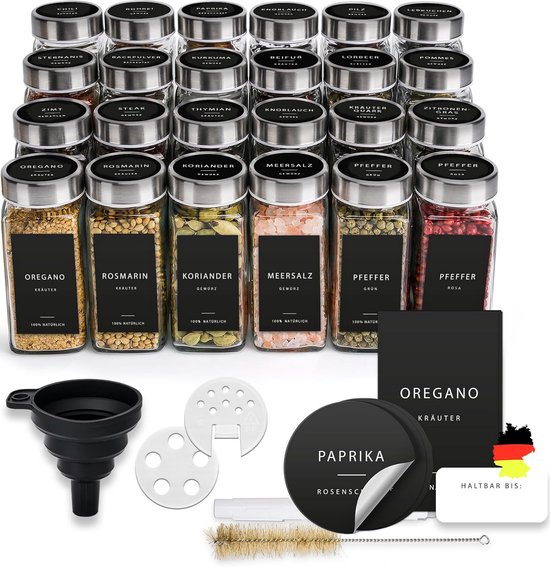 Kruidenpotjes, vierkant, set met strooiinzetdeksel, 24 x 120 ml