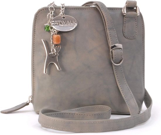 Crossbody tas van cognac naturel buffelleer met een verstelbare schoud