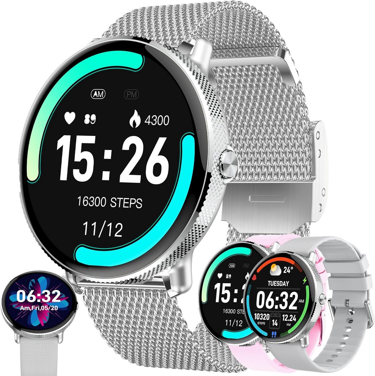 Dames Smartwatch met Telefoonfunctie en 1.19" AMOLED Scherm - Waterdicht 5 ATM