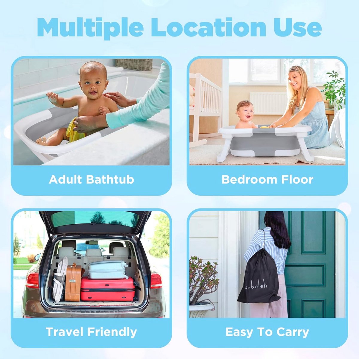 Opvouwbare Babybadkuip met Thermometer - Eerste Badje voor Pasgeborenen en Peuters 0-24 Maanden thumbnail 6