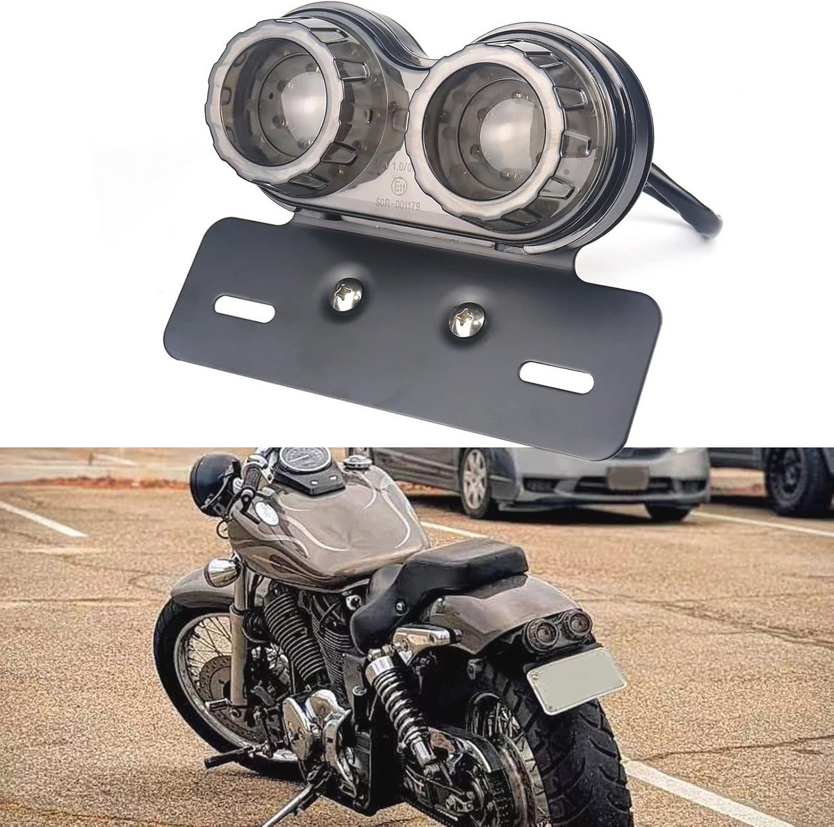 Universele 40 LED Dubbel Achterlicht voor Motorfiets - Remlicht, Knipperlicht en Kentekenplaathouder