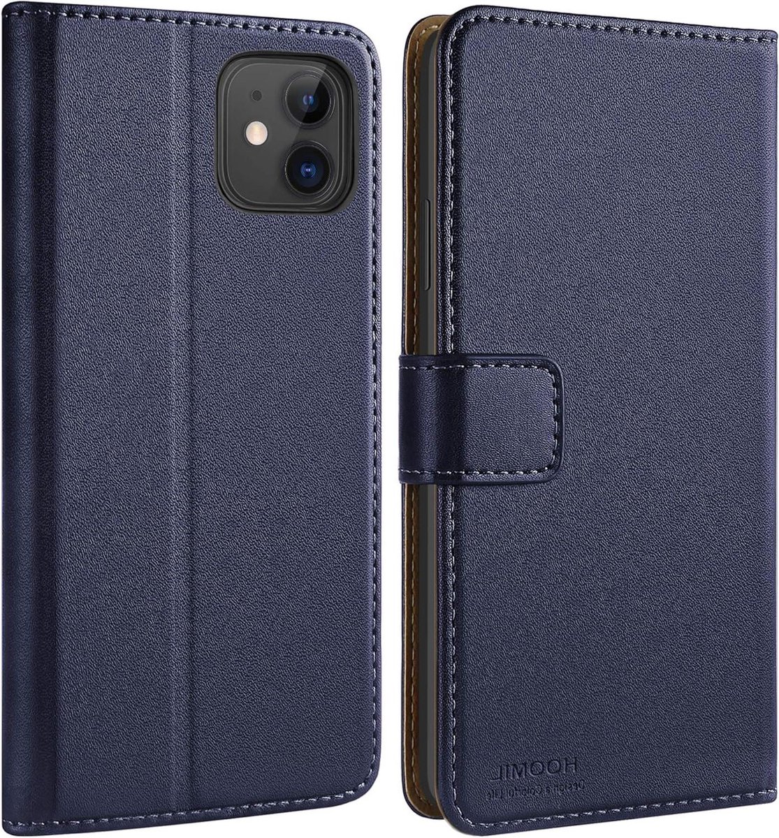 E-Ambar - Premium lederen Flip case voor iPhone 11 Pro - Blauw - Handgemaakt - Beschermhoes