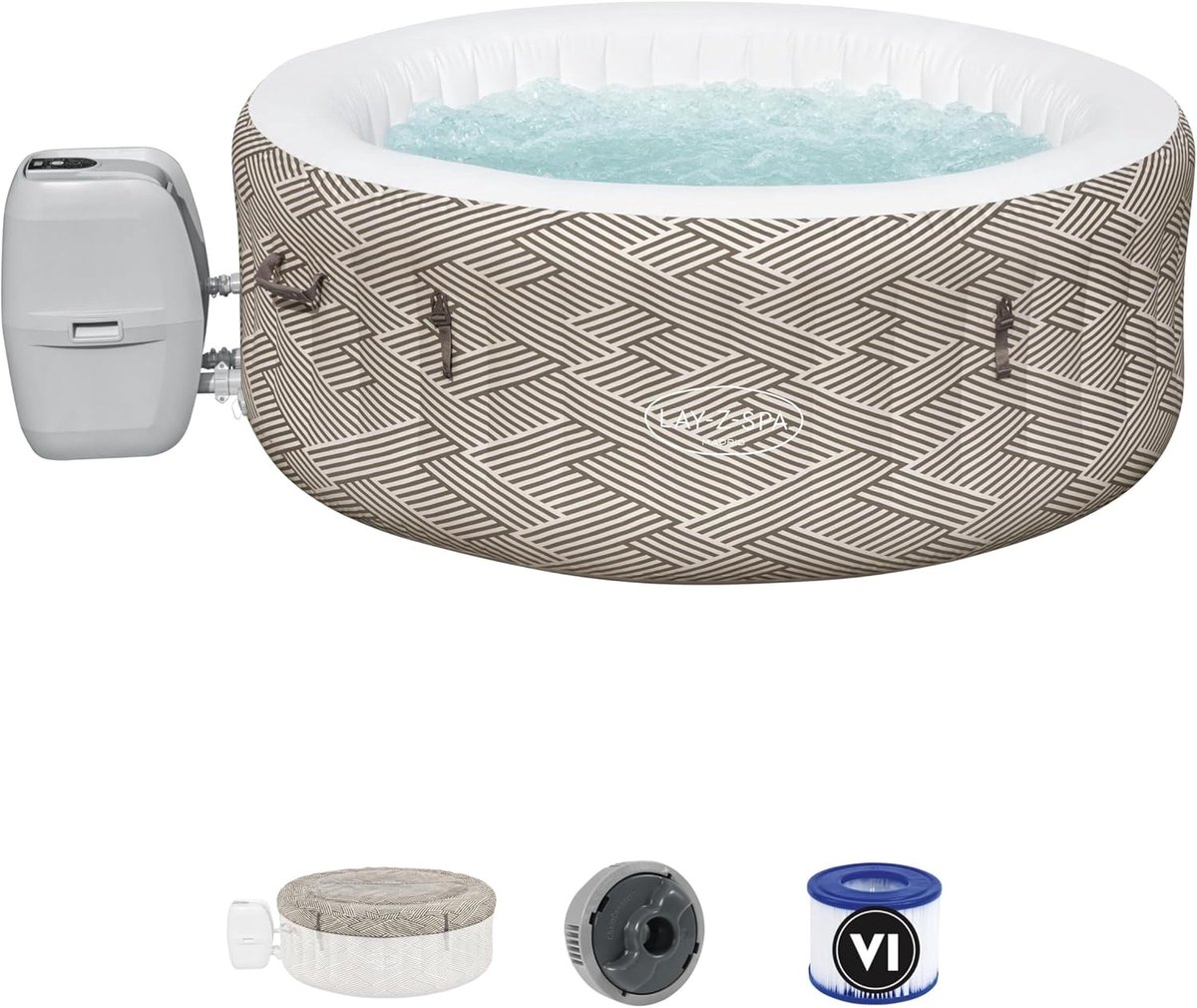 Opblaasbare Jacuzzi – Altameubel Madrid AirJet Spa 180 x 66 cm – 4-Persoons Luxe Bubbelbad – 120 AirJets – Verwarming tot 40°C – Vorstbeveiliging – WLAN & App-Bediening – Inclusief Thermo-Afdekking & Filterset
