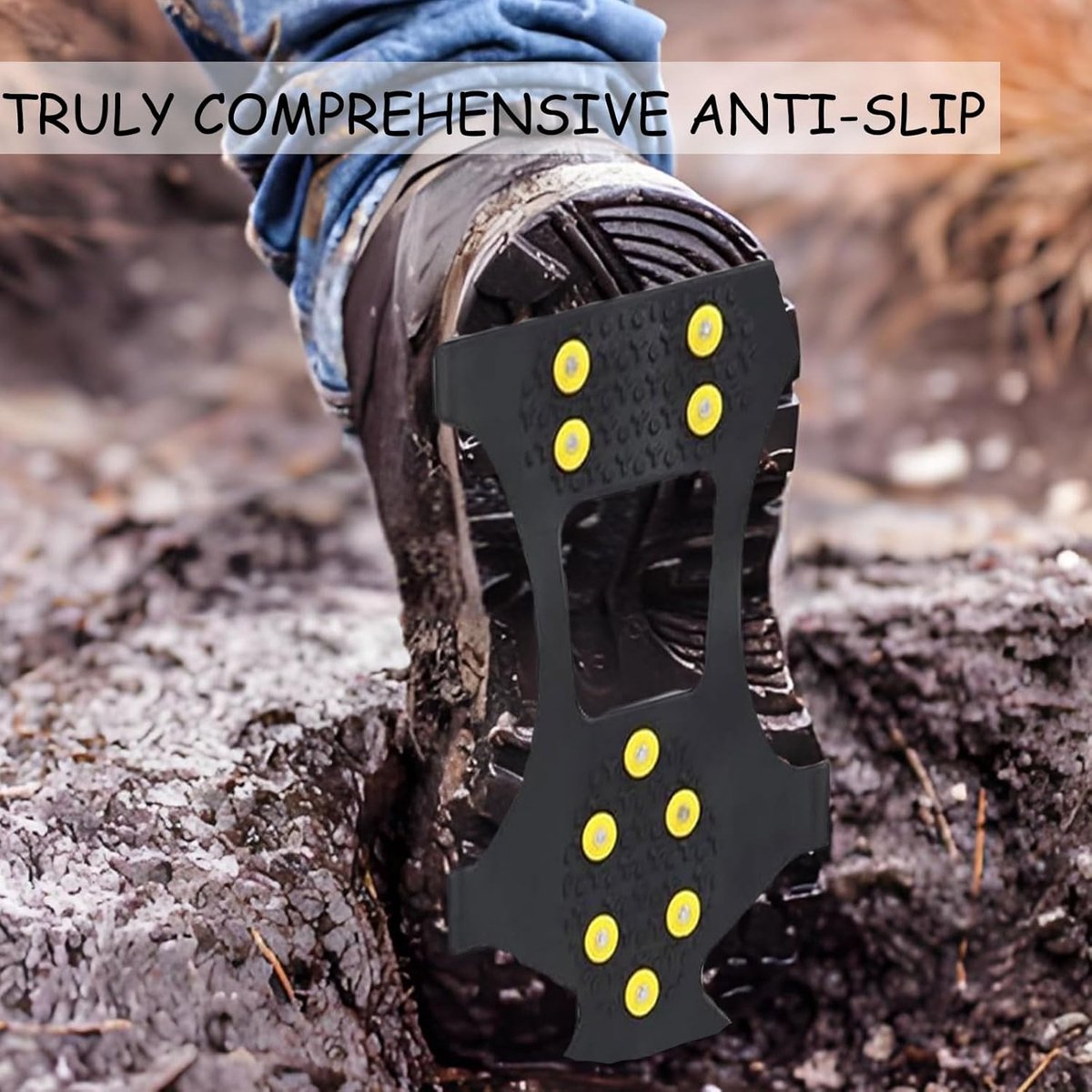 Candala Antislip schoenspikes Grips schoenenklauwen Ice Grips schoenenklauwen winterschoenspikes antislip spikes vervangende spikes schoenenklauwen sneeuw voor wandelen trekking winter Zwart