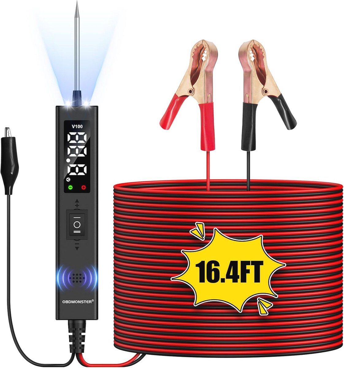 Stroomcircuittester voor Auto - Digitale Spanningsmeter met LED Alarm en Continuïteitstest
