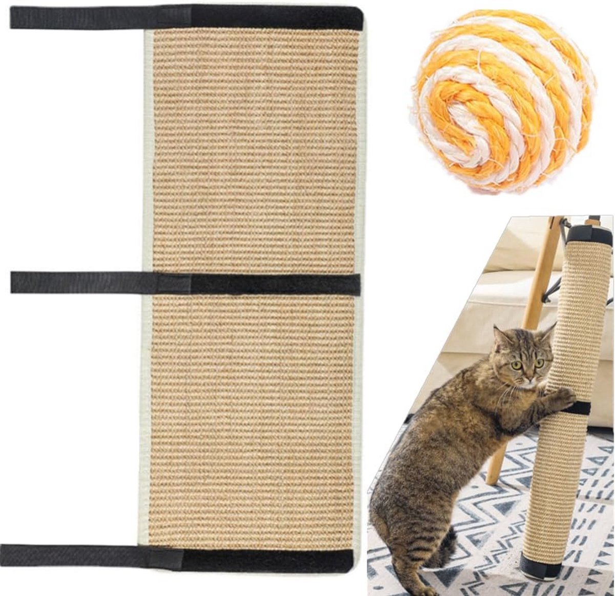 Tafelpoot Krabmat met Sisal en Katoen Bescherming voor Meubels 63cm x 25cm