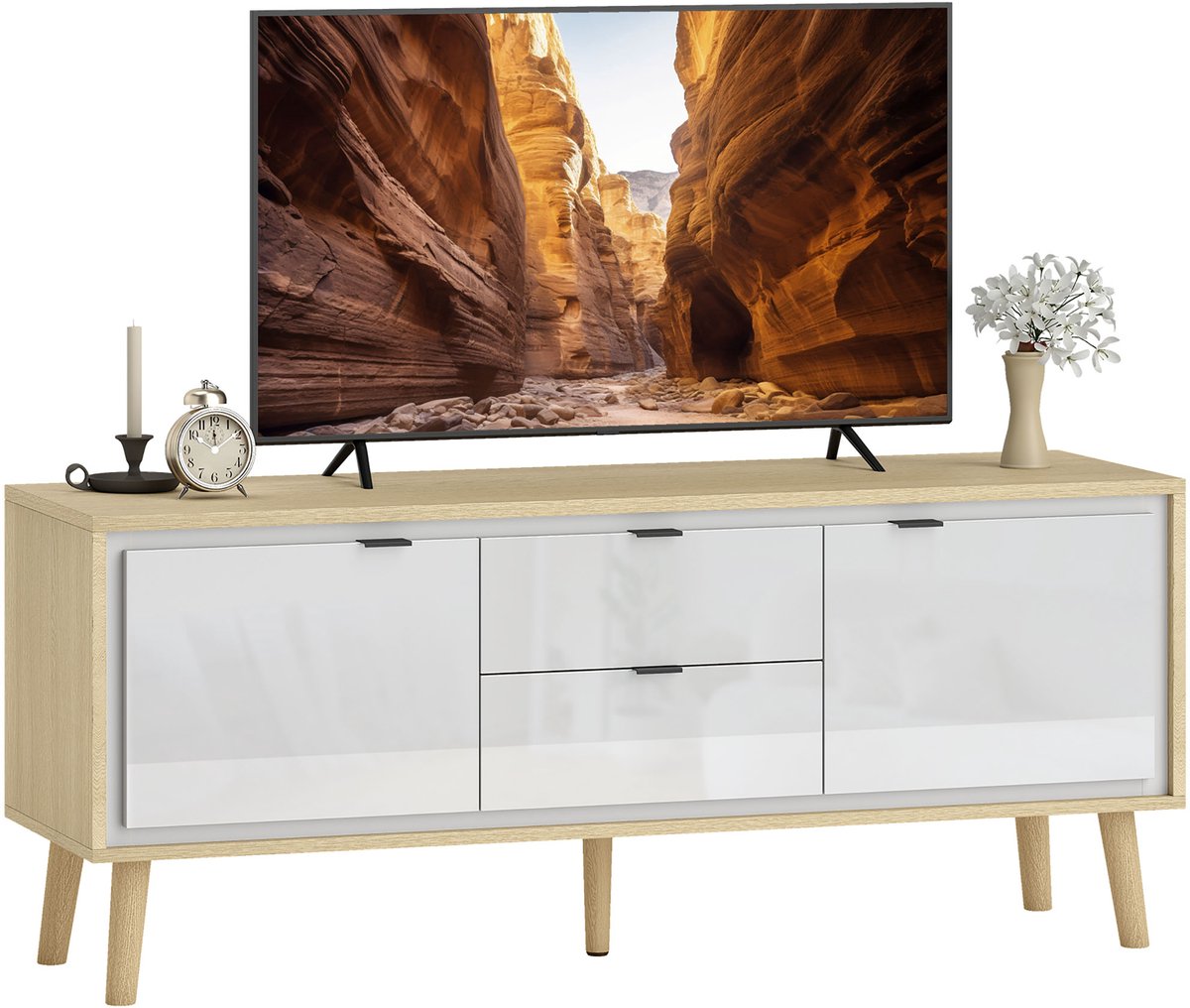 HOMCOM TV-meubel - Spaanplaat - 120x35x50cm - Wit