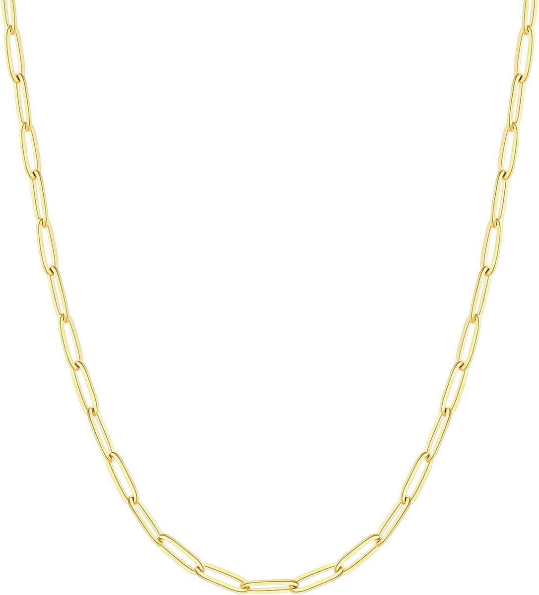 Stainless Steel Gold Plated Paper Clip Chain Necklace for Men and Women - Multiple Lengths Available