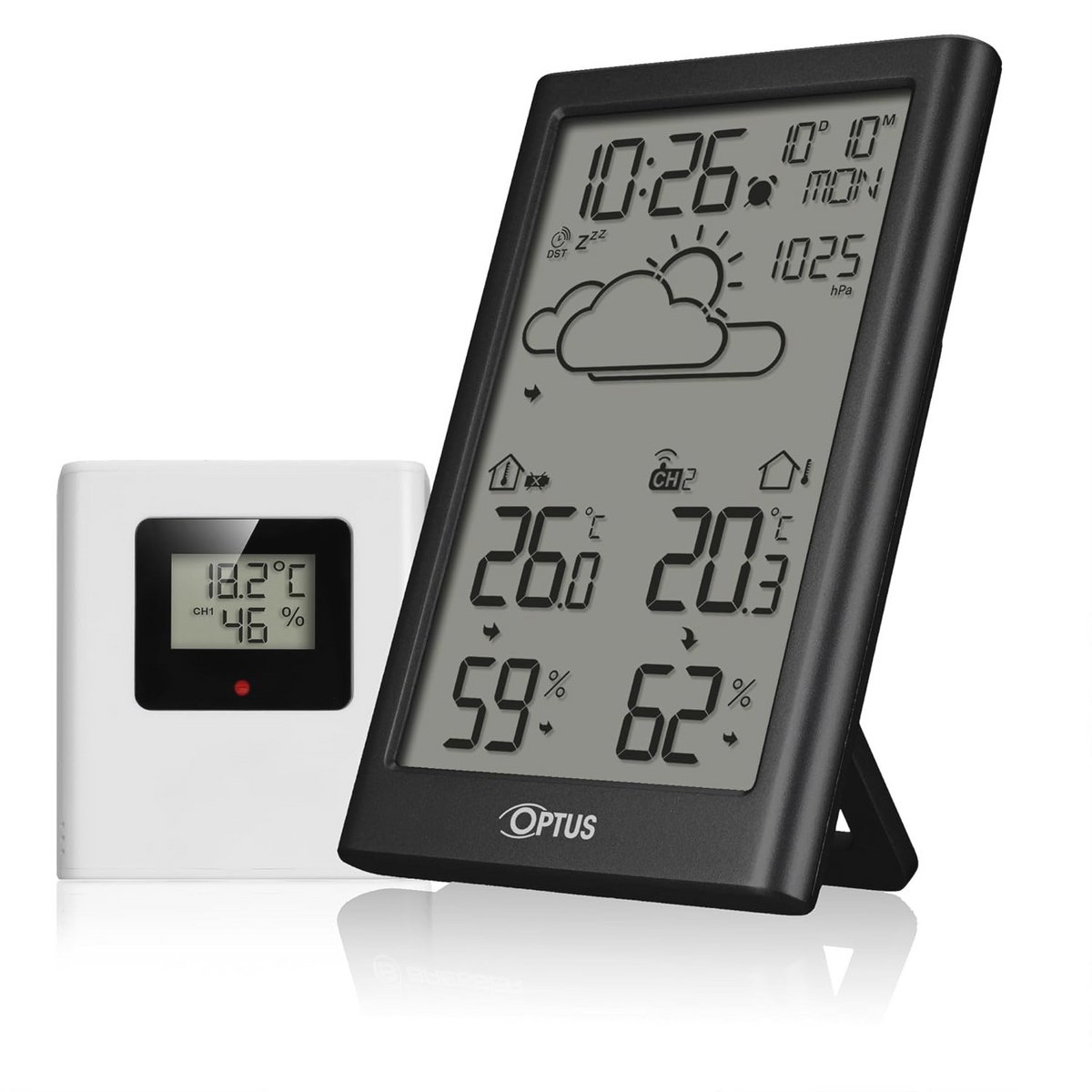 Draadloze Weerstation met Buiten Sensor, DCF Klok, Vorst Waarschuwing, Binnen- en Buiten Temperatuur en Vochtigheid