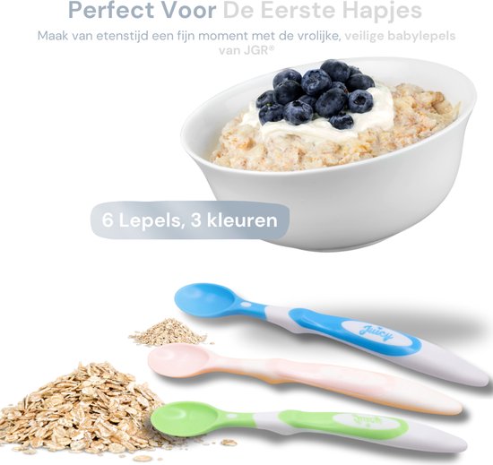 JGR - Set Baby Oefenlepels met Slabbetjes - Set van 6 - Zachte Siliconen Baby Lepels - BPA-vrij Peuter Bestek - Veilige Baby Voedingslepels - Ideaal voor Eerste Hapjes & Zelfstandig Eten van Merkloos — afbeelding 4