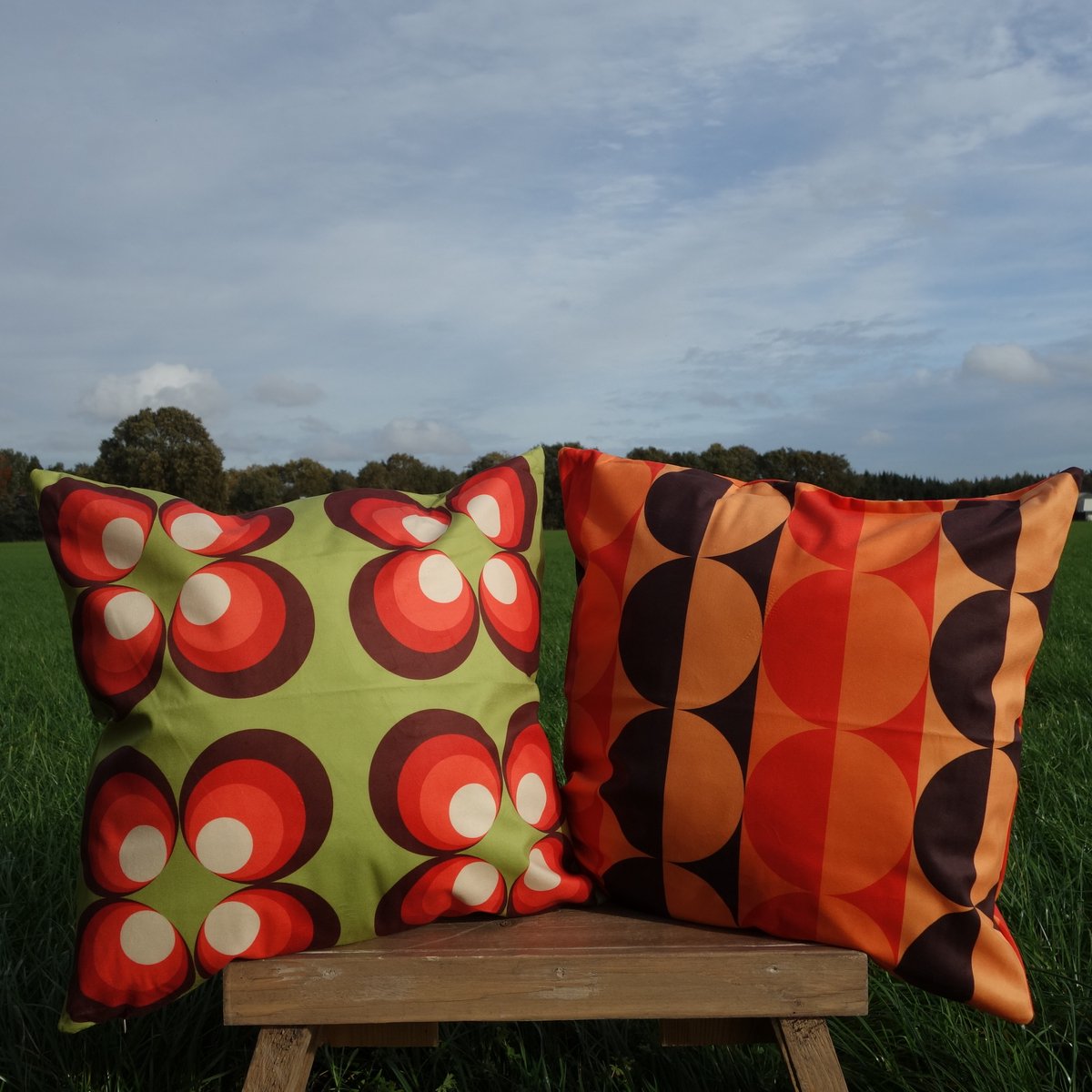 Kussenhoezen - Retro Groovy kussenhoes set van 2 - Formaat 45 x 45 cm - Exclusief binnenkussen