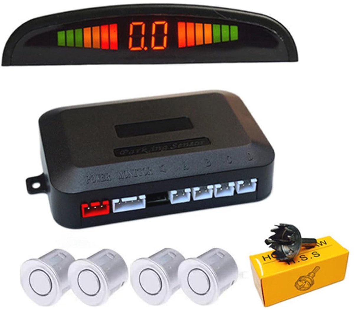 Achteruitrijradar met LED-display en audio-alarm voor auto
