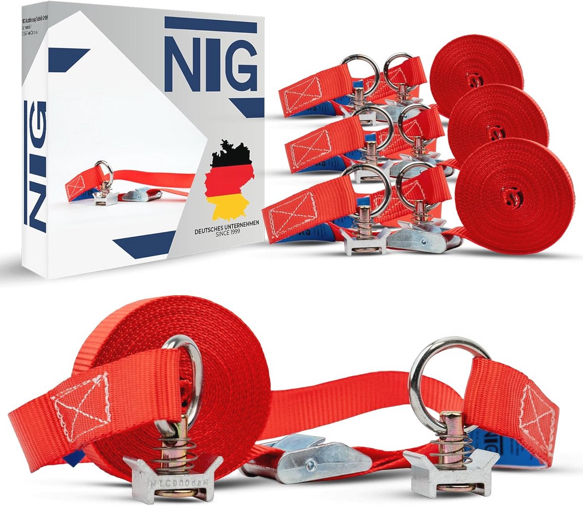 4 stuks spanbanden 5m met klemsluiting en aluminium fitting voor airlinerail