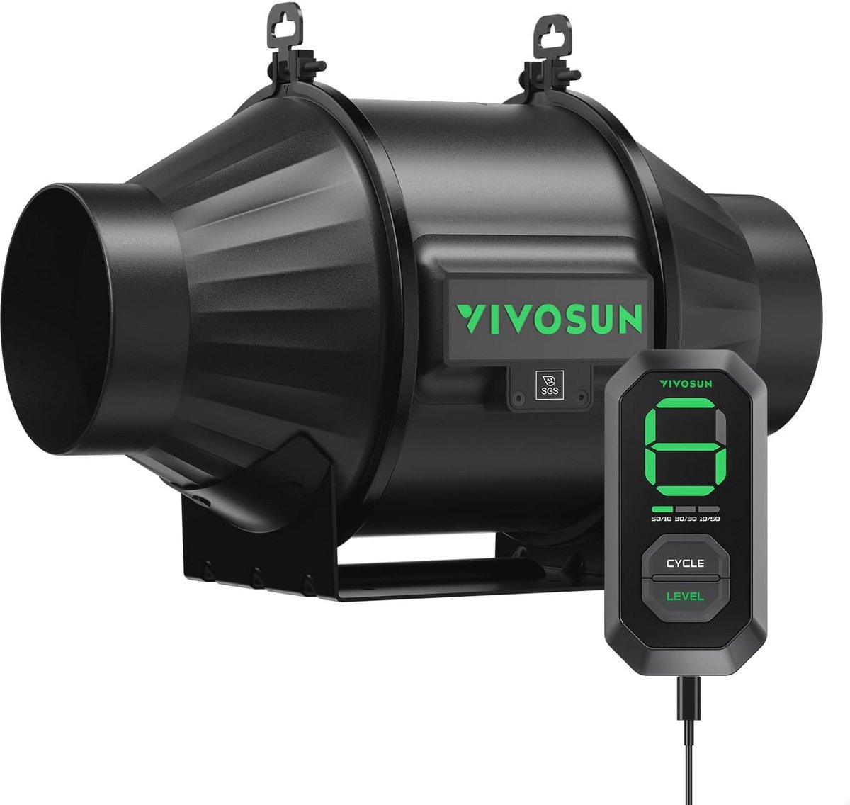 Inline luchtafvoerventilator 100 mm met snelheidsregelaar en programmeerbare EC-motor