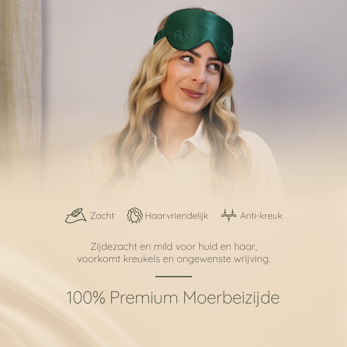Ryce® Zijden Slaapmasker - Oogmasker - Vrouwen & Mannen - Cadeau - Groen — afbeelding 8