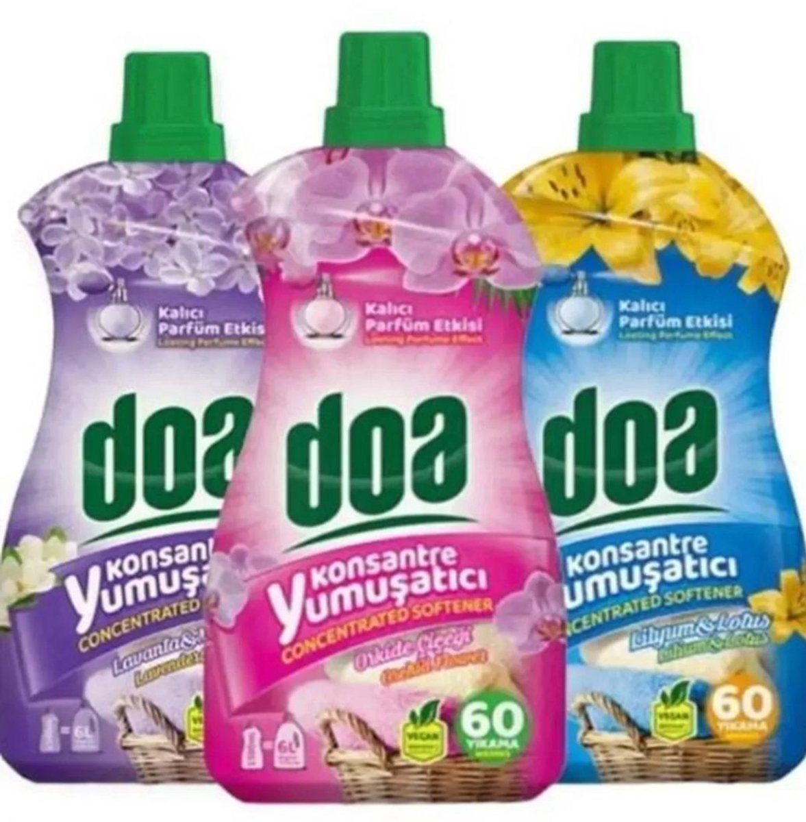 Doa geconcentreerde wasverzachter – 3 x Orkidee, 3x Lavendel & Magnolia, 3x Lilium & Lotus (9x1.5L)