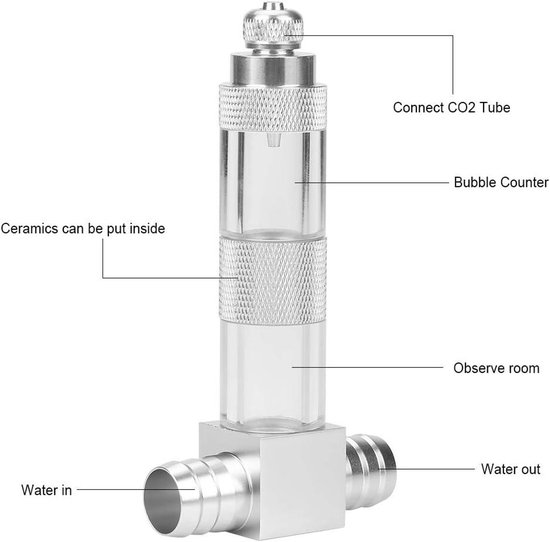 Aquarium CO2 Diffuser Verstuiver Met U-vorm Verbindingsbuis Voor Planten Water Gras Mini Formaat