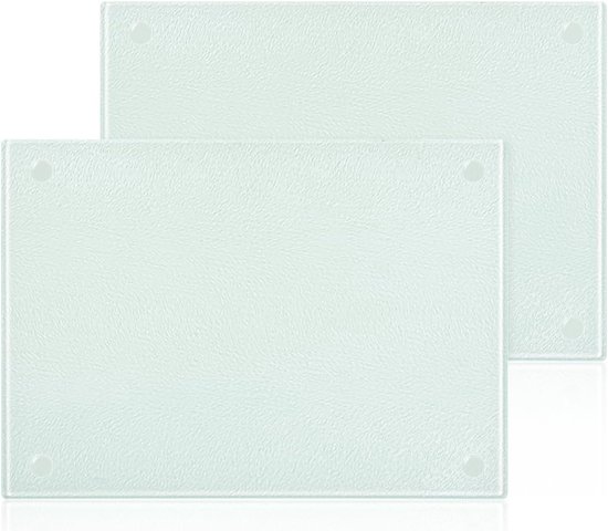 Glazen snijbord, 2 stuks, snijbord, glazen plaat met antislip siliconen voeten, getemperd voor koken, bakken, groentebereiding in de keuken (28 x 20 cm
