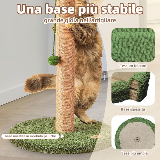 PAWZ Road Krabpaal - Krabpaal kat cactus sisal met hangende pompon - 3 palen in 1 set, bruin, maat L 68,5 cm PAWZ Road Krabpaal - Krabpaal kat cactus sisal met hangende pompon - 3 palen in 1 set, bruin, maat L 68,5 cm