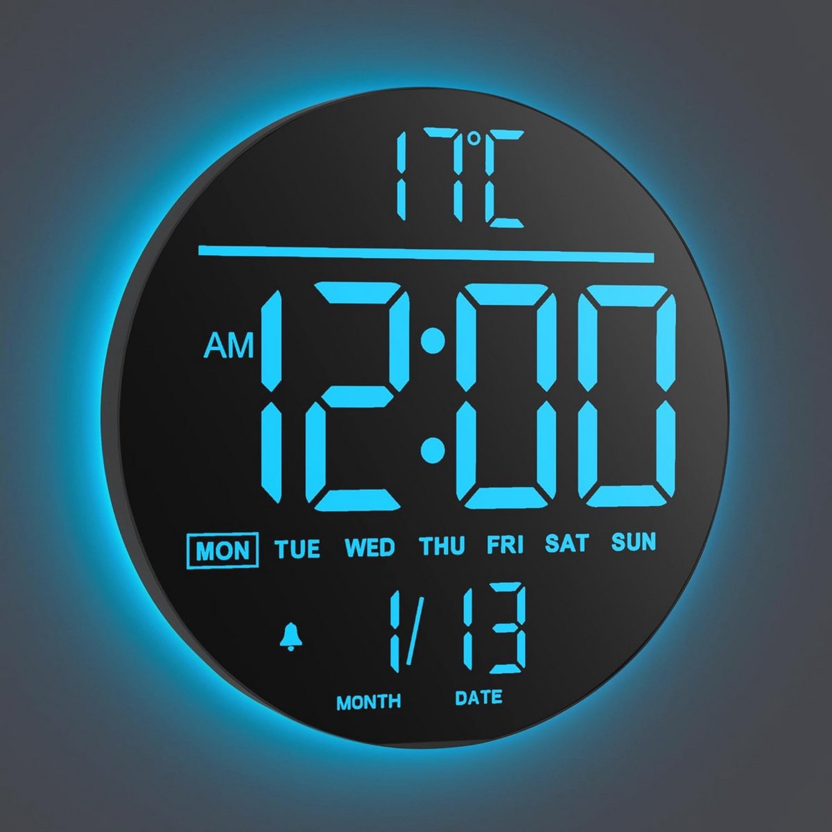 Grote Digitale Wandklok met Afstandsbediening - 10 Inch LED Klok met RGB Kleuren, Temperatuur en Auto Helderheid