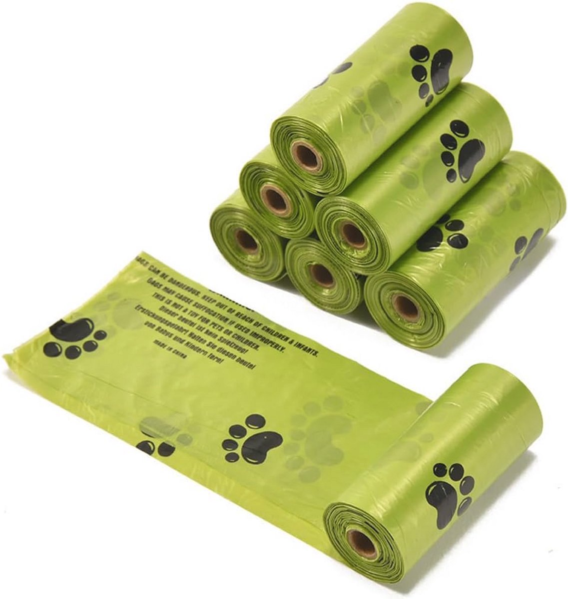 Biologisch afbreekbare hondenpoepzakjes - 6 rollen, 90 verpakkingen, 30 x 22 cm, groen