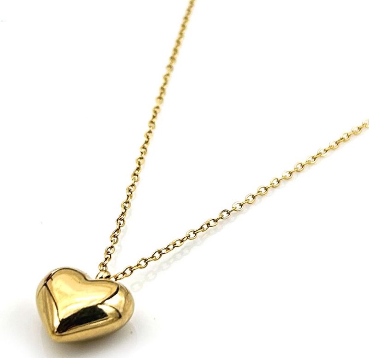 Ketting hart - Goudkleurig - Stainless steel - 40 tot 45 Centimeter, verstelbaar - Lief cadeau - Damesdingetjes