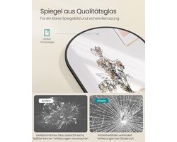 SONGMICS Spiegel over de volledige lengte 150x40cm Gebogen staande spiegel Aluminium legering Frame Gehard glas Slaapkamer Woonkamer Garderobe Inkt Zwart LFM035B01
