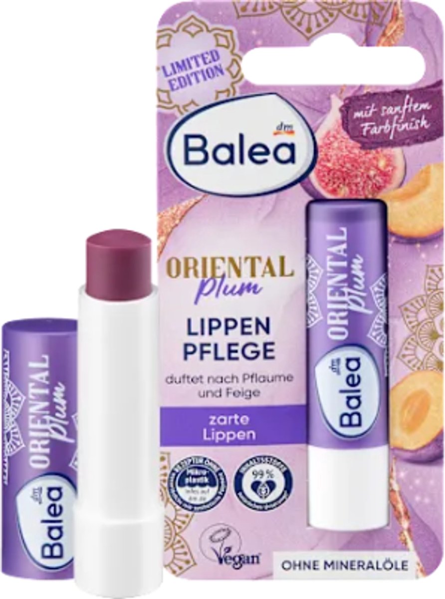 Balea Lippenbalsem Oriental Plum | 1x 4,8g - Geur van Pruim & Vijg - Met sheaboter en Lichte kleurafwerking | Limited Edition 2025