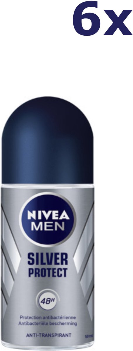 NIVEA MEN Silver Protect Dynamic Power - 6 x 50 ml - Voordeelverpakking - Deodorant Roller