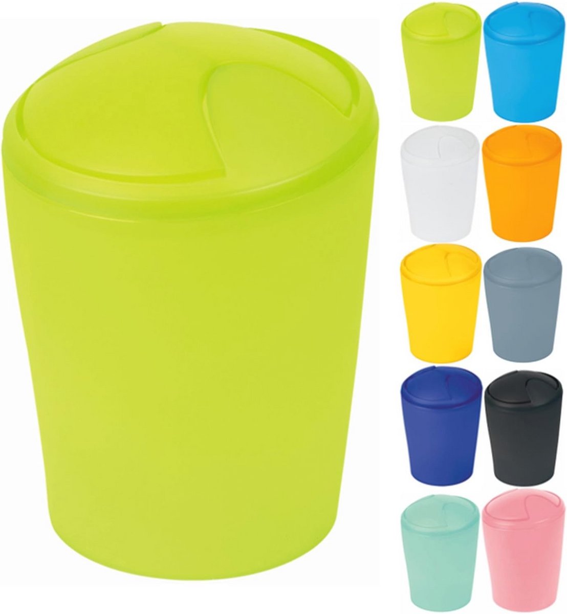 Cosmetica-emmer met Kanteldeksel - Afvalemmer 2 Liter, Kiwi Groen