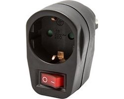 Elektrawebshop Stopcontact doorvoer met schakelaar zwart met randaarde - 226642