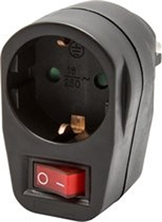 Elektrawebshop Stopcontact doorvoer met schakelaar zwart met randaarde - 226642