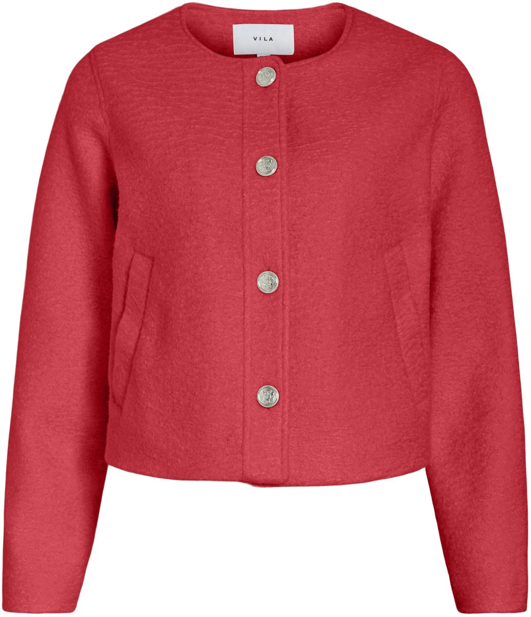 Vila Vest Vilynne L/s Short Jacket/tes 14115084 Hibiscus Dames Maat - W44