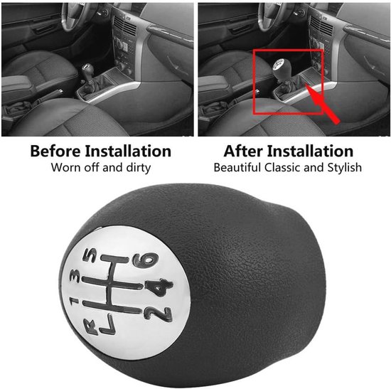 Versnellingspookknop voor Auto met 6 Versnellingen - PVC Zwart/Zilver — afbeelding 5