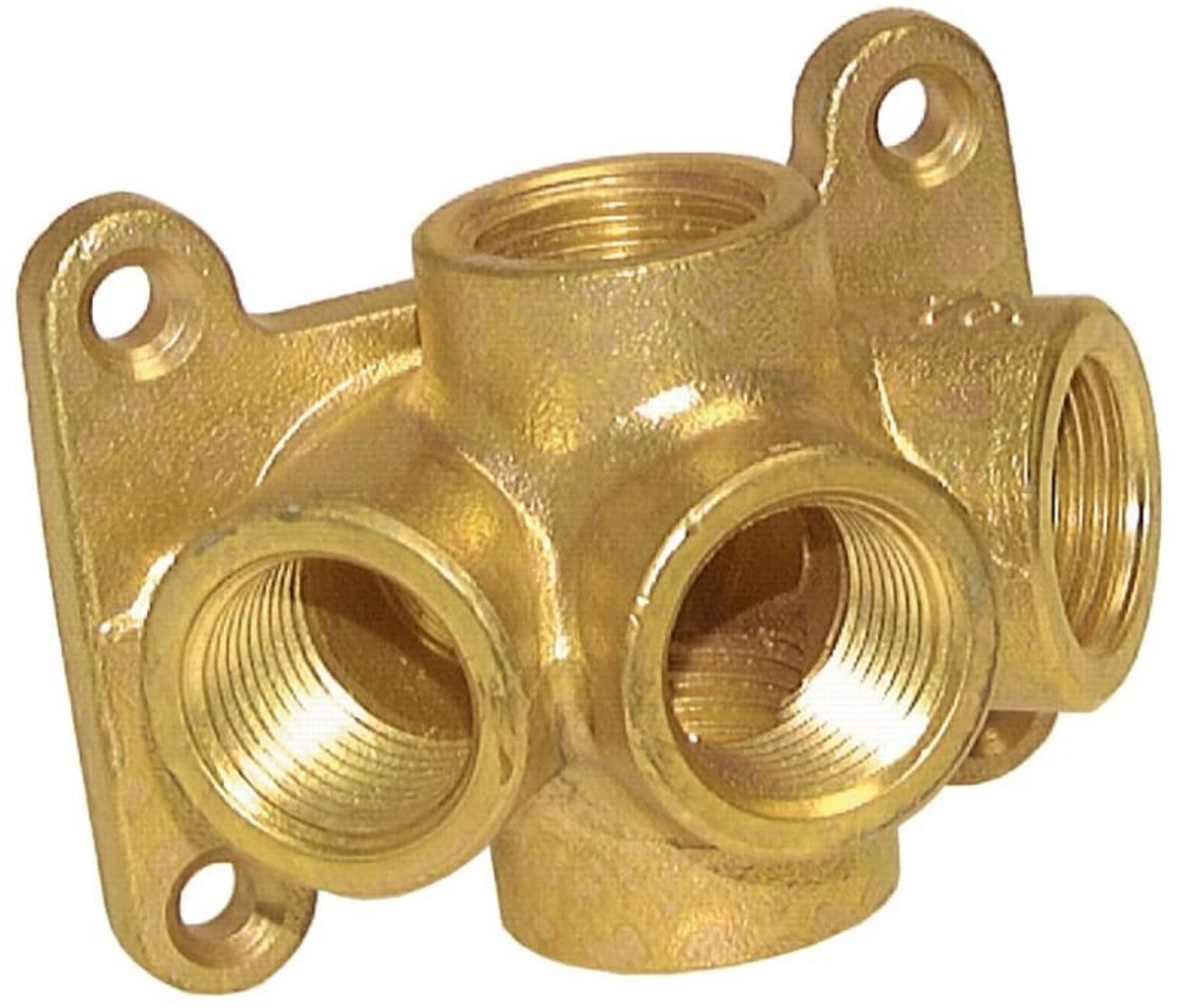 Perslucht Messing 5er Wanddoos 1/2" Binnen schroefdraad