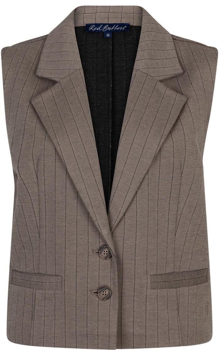 Red Button Gilet Waistcoat Punta Pinstripe Srb4625 Warm Taupe Dames Maat - S
