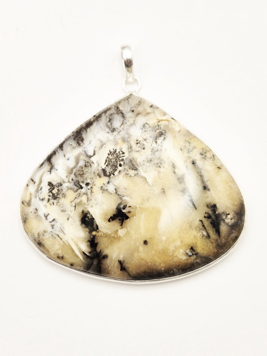 Tijger Dendriet Agaat edelsteen hanger ingezet in 925 Sterling zilver